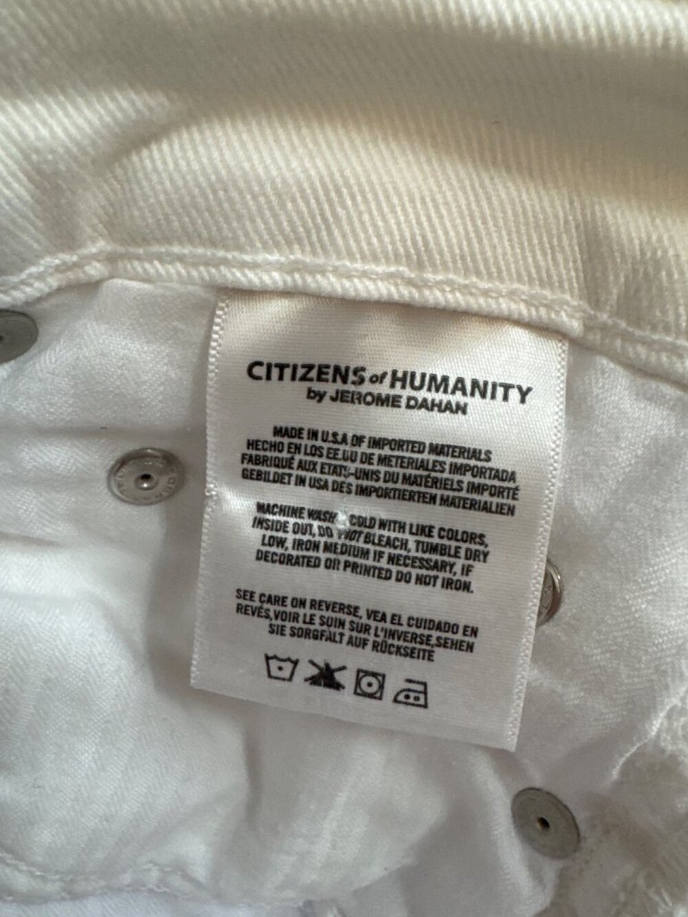 Citizens Of Humanity White Distressed Straight Jeans ankle Size 29 Cotton Blend - Picture 5 of 6